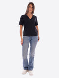 LIU JO SPORT T-shirt scollo V con strass nero