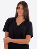 LIU JO SPORT T-shirt scollo V con strass nero