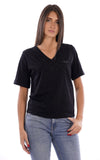 LIU JO SPORT T-shirt scollo V con strass nero