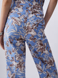 LIU JO WHITE Pantaloni wide leg fantasia foglie blu