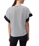 LIU JO WHITE T-shirt a righe con manica farfalla B.CO NERO