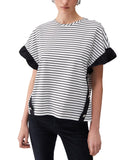 LIU JO WHITE T-shirt a righe con manica farfalla B.CO NERO