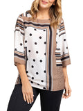 L.VIOLA PRE Blusa in doppia georgette stampata LATTE/BEIGE/NE
