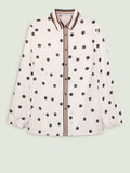 L.VIOLA PRE Camicia in doppia georgette stampata LATTE/BEIGE/NERO