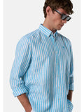 NORTH SAILS U Camicia a righe spread collar di lino bianco