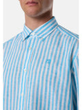 NORTH SAILS U Camicia a righe spread collar di lino bianco