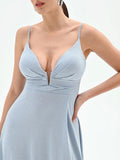 RINASCIMENTO Abito lungo in jersey lurex con coppe azzurro