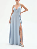 RINASCIMENTO Abito lungo in jersey lurex con coppe azzurro
