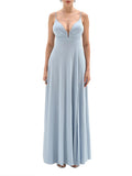 RINASCIMENTO Abito lungo in jersey lurex con coppe azzurro