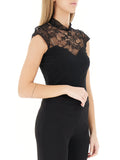 RINASCIMENTO Body smanicato con pizzo nero