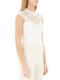 RINASCIMENTO Body smanicato con pizzo panna