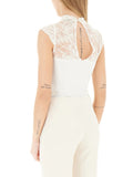 RINASCIMENTO Body smanicato con pizzo panna