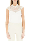RINASCIMENTO Body smanicato con pizzo panna