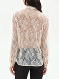RINASCIMENTO Camicia in pizzo floreale con fiocco panna