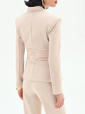 RINASCIMENTO Giacca con chiusura zip e fascia arricciata BEIGE CHIARO