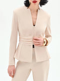 RINASCIMENTO Giacca con chiusura zip e fascia arricciata BEIGE CHIARO