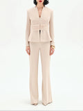 RINASCIMENTO Giacca con chiusura zip e fascia arricciata BEIGE CHIARO