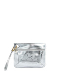 SUNDEK D Pochette laminated clutch bag argento