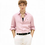 TOMMY H U COL Camicia di lino pigment dyed rosa