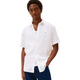 TOMMY H U COL Camicia maniche corte di lino pigment dyed bianco