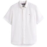 TOMMY H U COL Camicia maniche corte di lino pigment dyed bianco
