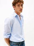 TOMMY H U PRE Camicia core hairline popeline CELESTE/B.CO