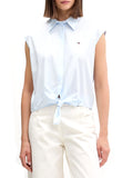 TOMMY J D COL Camicia con nodo B.CO/CELESTE