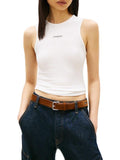 TOMMY J D COL Canotta slim script label bianco