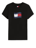TOMMY J D COL T-shirt con stampa bandiera nero