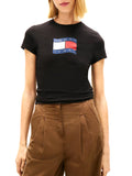 TOMMY J D COL T-shirt con stampa bandiera nero