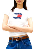 TOMMY J D COL T-shirt con stampa bandiera bianco