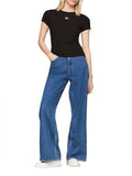 TOMMY J D PRE T-shirt slim badge a costine nero
