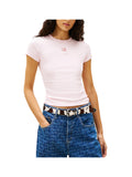 TOMMY J D PRE T-shirt con slim badge ROSA CHIARO