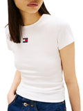 TOMMY J D PRE T-shirt slim badge a costine bianco