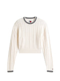 TOMMY J D PRE Pullover boxy flag ricamato bianco
