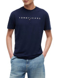 TOMMY J U COL T-shirt basic regular linear logo blu