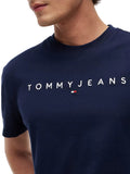 TOMMY J U COL T-shirt basic regular linear logo blu