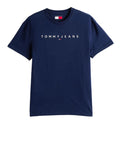 TOMMY J U COL T-shirt basic regular linear logo blu