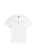TOMMY J U COL T-shirt regular linear logo bianco