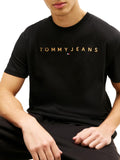 TOMMY J U COL T-shirt linear logo nero