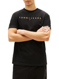 TOMMY J U COL T-shirt linear logo nero