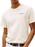TOMMY J U PRE T-shirt slim linear logo chest sabbia
