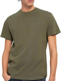 TOMMY J U PRE T-shirt basic slim linear chest logo VERDE SCURO