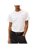 TOMMY J U PRE T-shirt basic slim linear chest logo bianco