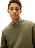 TOMMY J U PRE Maglioncino girocollo in cotone slim ess VERDE SCURO