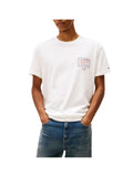 TOMMY J U PRE T-shirt regular signature spray logo bianco