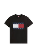 TOMMY J U PRE T-shirt con maxi bandiera nero