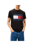 TOMMY J U PRE T-shirt con maxi bandiera nero