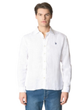 US POLO U Camicia Cale slim fit di lino bianco