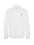 US POLO U Camicia Cale slim fit di lino bianco